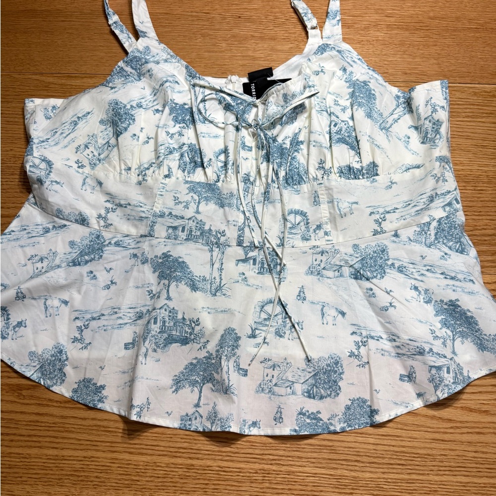 Torrid Blue and Cream Camisole Top